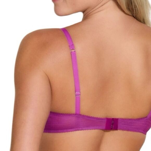 Cosabella 34F Maasai Balconette Bra Lace Embroidery Underwire Berry Pink-Multi - Picture 14 of 15